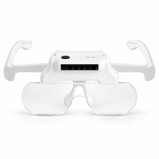 Lupa Z5 tipo gafas con 5 LED y 4 lentes intercambiables — vista frontal