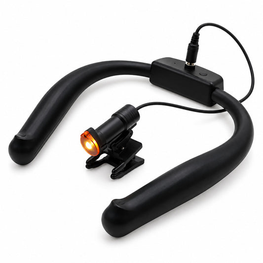 Lampe frontale LED de cou avec collier noir, spot LED et clip